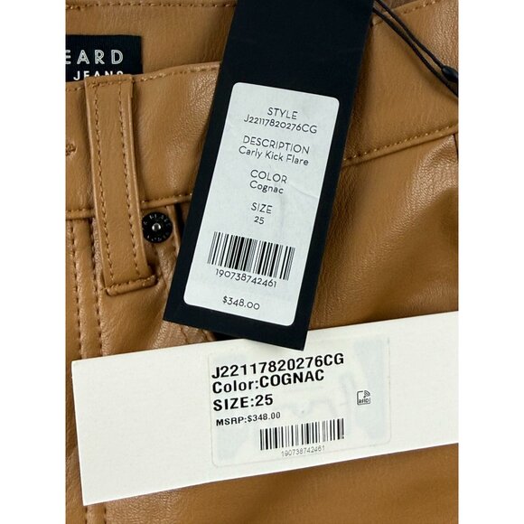 NWT Veronica Beard Carly Kick Flare Pants Vegan Leather in Camel Size 25 $348 - Picture 7 of 12
